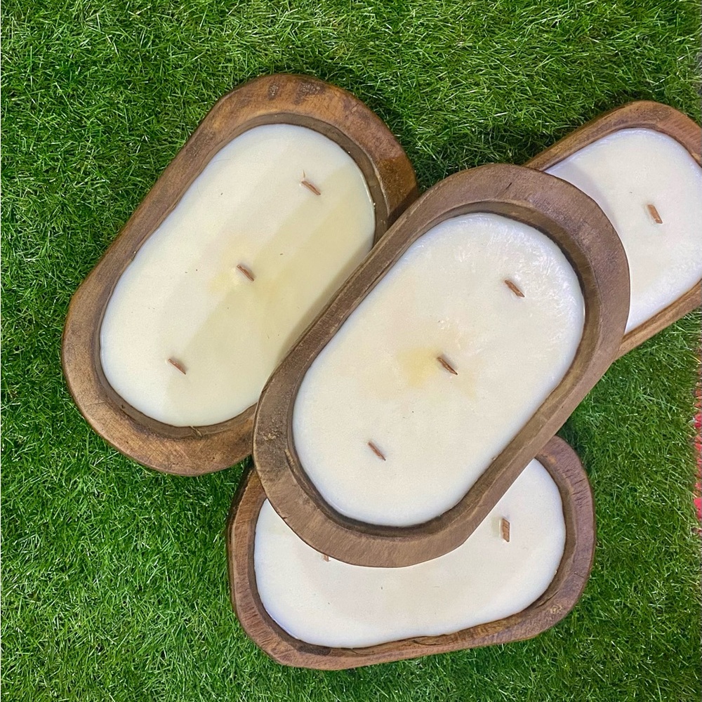 BRAND NEW WITH TAGS Rustic 6x9 Soy Wood Wick Dough Bowl Candle